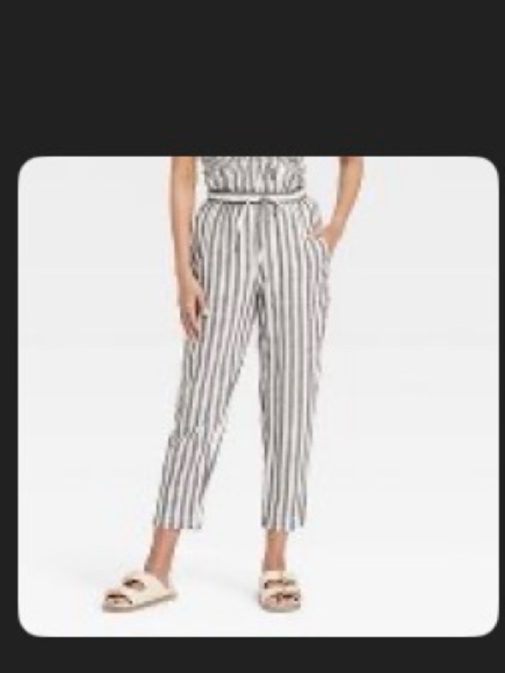 Universal Thread Linen Navy & White Striped Smocked top and pants - Picture 15 of 15